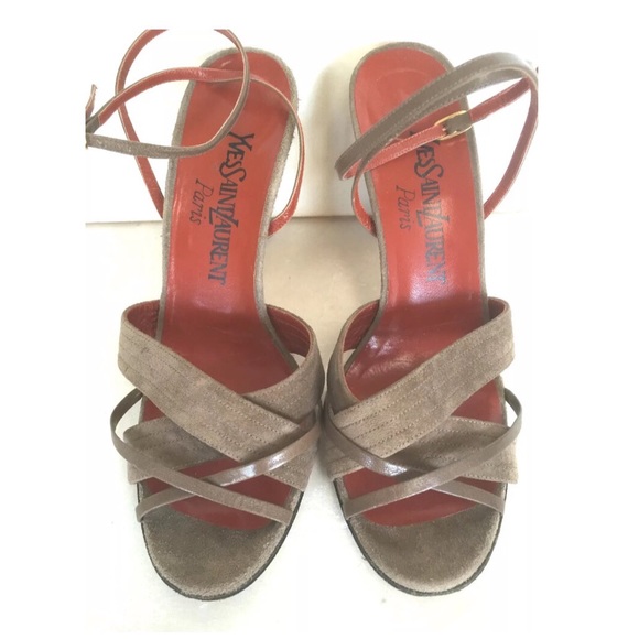 YSL Yves Saint Laurent Ankle Strap Slingback Shoes